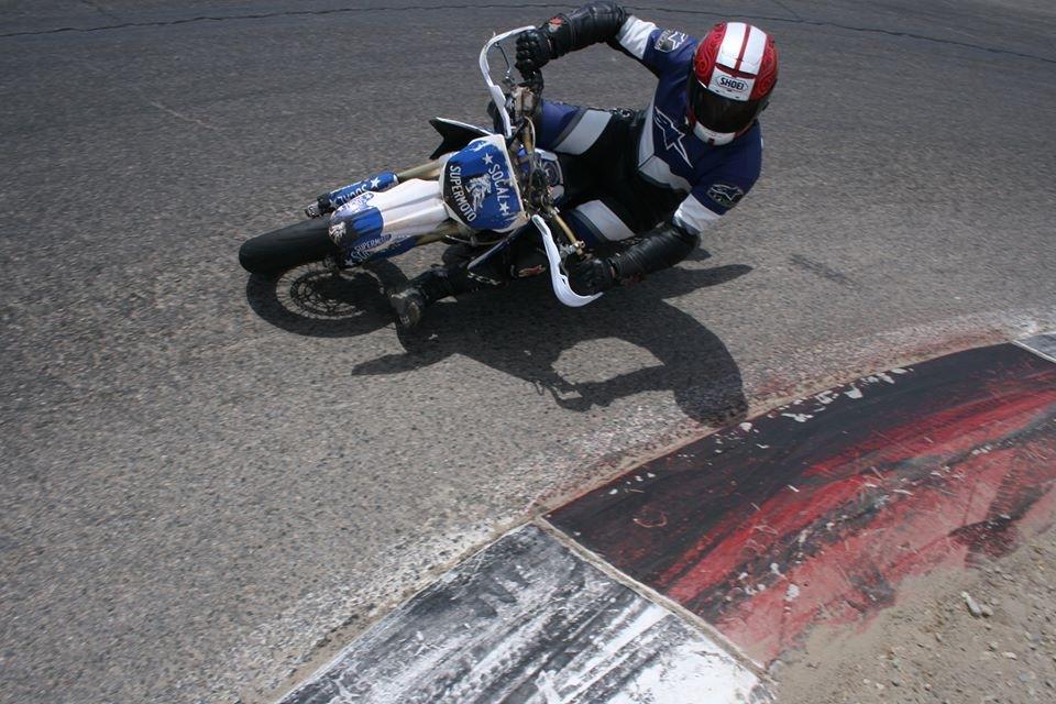 SoCal Supermoto cornering hard on track